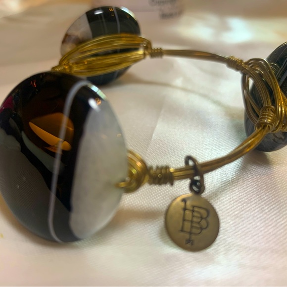 Bourbon & Bowties stone and wire bangle-Black/Grey - Picture 1 of 8